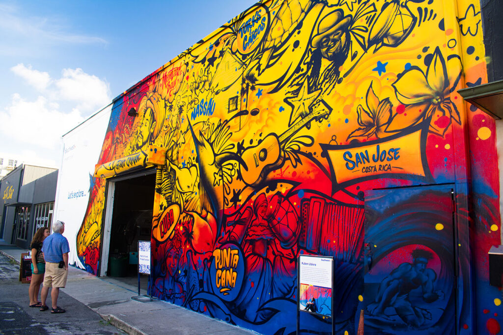 Southwest commissioned artist Ruben Ubiera to create an internationally inspired mural on FATVillage to celebrate their new international terminal at FLL