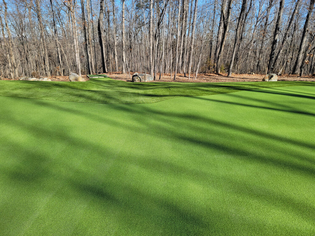 Putting green surface after professional synthetic turf cleaning